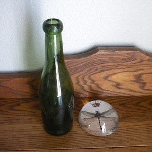 Antique Blob Top Green Glass Bottle