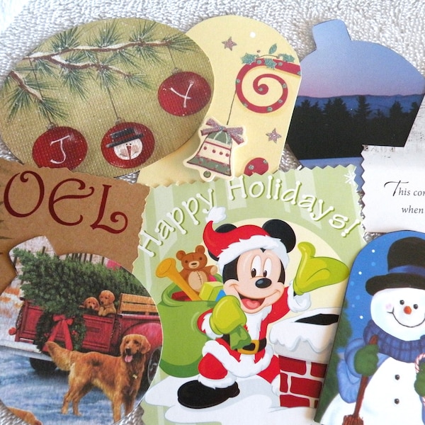 Variety Pack of Christmas Gift Tags, Holiday Gift Tags, Repurposed, Recycled, Set of Twelve
