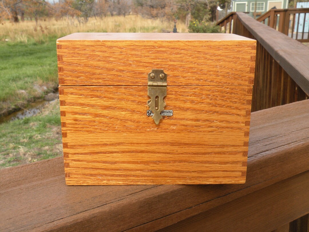 Vintage Globe Wernicke Wood Index Card File Box, Oak Recipe Box Etsy