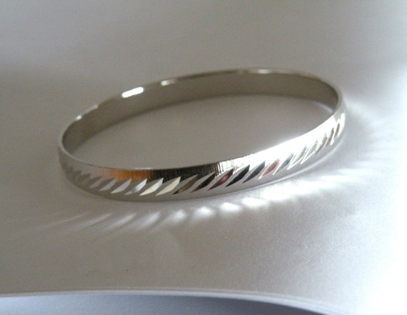 Vintage Monet Bracelet, Brushed Silver Tone Bangle - image 1