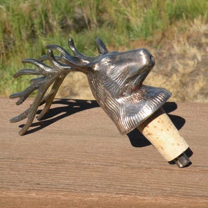 Vintage Silver Plate Stag Liquor Pour Spout: Barware Stopper