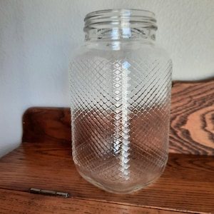 Vintage Hazel Atlas Square Canning Jar, Diamond Embossed Pattern