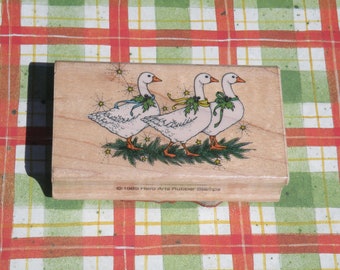 Holiday Geese Rubber Stamp, Card Making