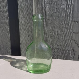 Taper Lip Green Bottle, Antique Green Glass Blown Bottle