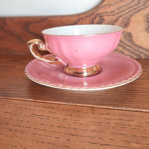 Vintage Pink Demitasse and Saucer, Rudolf Wachter Porcelain