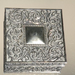 Vintage Silver Plate Keepsake Box, Velvet Lined