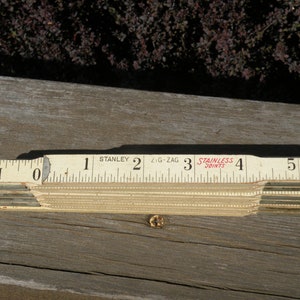 Vintage Stanley Folding Yardstick with Brass Slide, Carpenter&#39;s Ruler