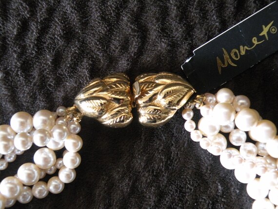 Vintage Monet Faux Pearl Choker, Pearl Bridal Nec… - image 3