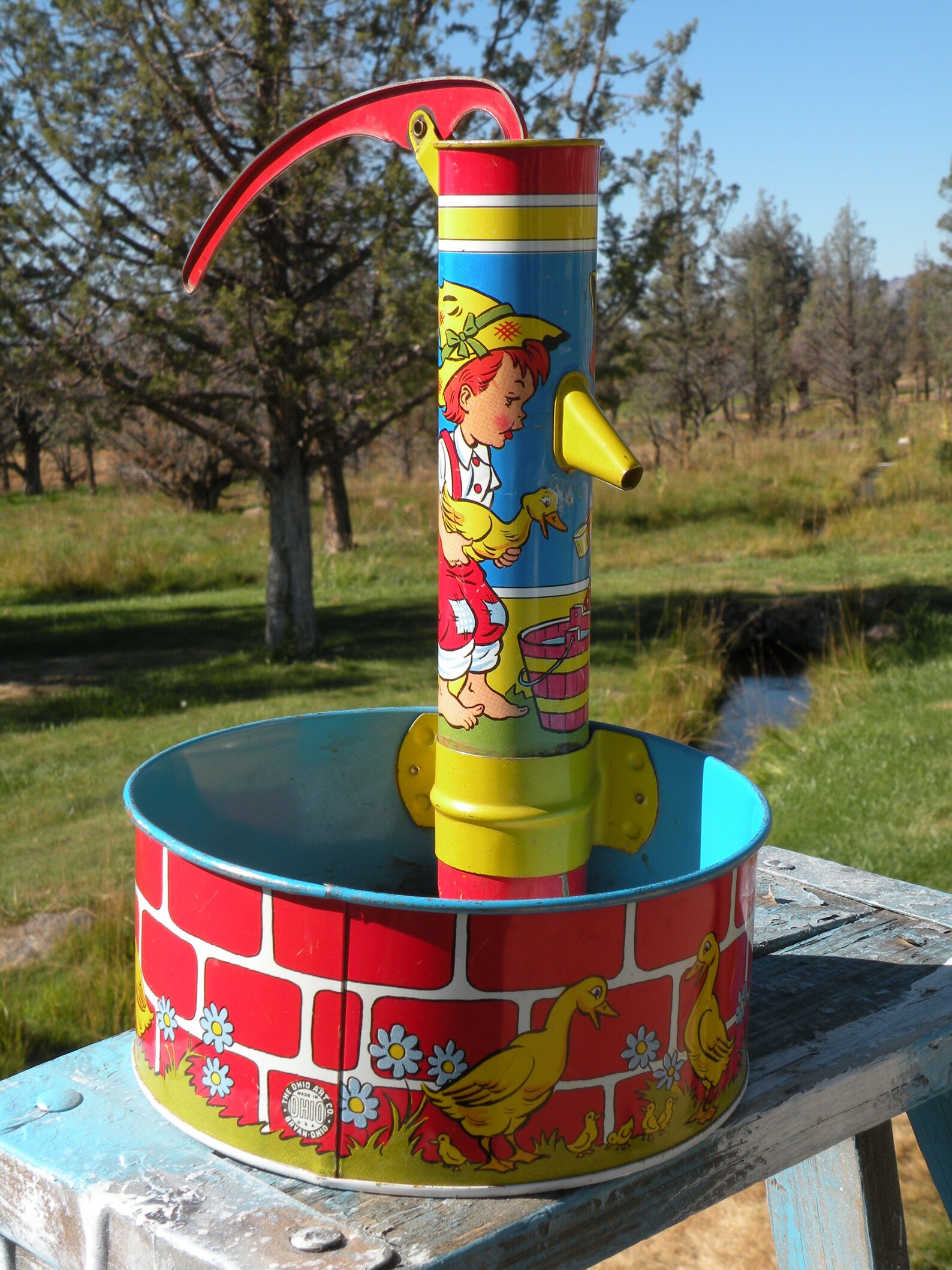 Vintage Tin Toys Water Pump Toy Beach Toy Musical Circus Etsy