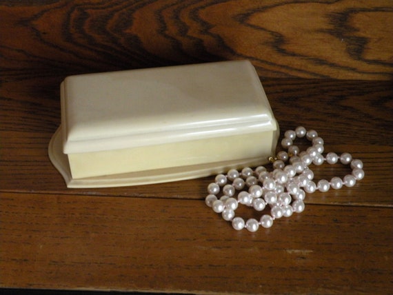 Vintage Celluloid Velvet Lined Jewelry Box - image 1