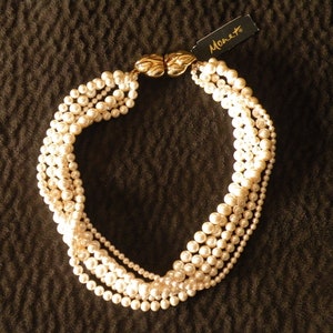 Vintage Monet Faux Pearl Choker, Pearl Bridal Necklace