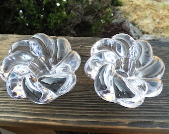 Vintage Swirled Glass Candle Holder Pair, Vintage Candlestick Holders