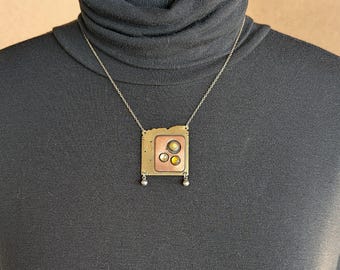 Ethiopian Opal, Faceted Citrine, and Amber Mixed Metals Necklace