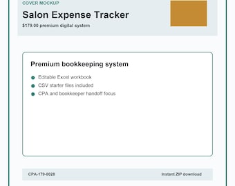 Salon-Ausgabenübersicht, Spa-Buchhaltungsarbeitsbuch, Checkliste für den Monatsabschluss, Vorlage für Kleinunternehmen