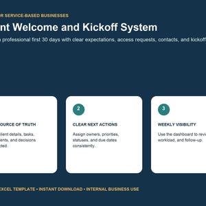 Welkomst- en aftrapsysteem voor klanten, Excel-workflowsjabloon, Service Business Admin Toolkit