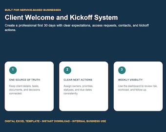 System für die Kundenbegrüßung, Excel-Workflow-Vorlage, Service-Business-Administrations-Toolkit