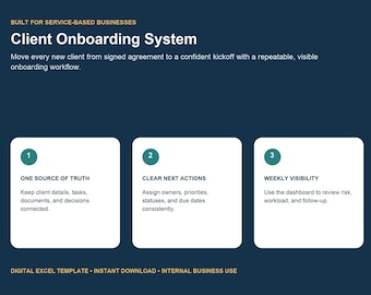 Client Onboarding Template, Intake Tracker, Kickoff Checklist, Service Provider Workflow Template