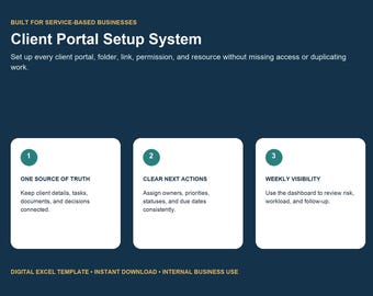 Client Portal Setup System, Excel Workflow Tracker, VA Admin Toolkit