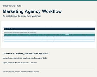 Workflow-Vorlage für Marketingagenturen, Kunden-Operations-Tracker, Excel-System