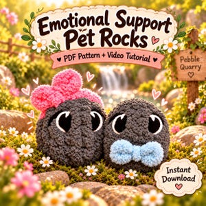 Emotional Support Pet Rock Pattern | Chunky Knit Plush Pattern | Video Tutorial Included | Beginner Finger Knitting PDF | Instant Download
