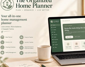 Digital Home Management Planner | Mom Organizer, Meal & Cleaning Schedule (Web Access)