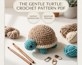 Beginner Crochet Turtle Pattern PDF, Amigurumi Plush Toy (Digital Download)