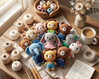 11 Amigurumi Crochet Animal Patterns, Beginner DIY Toys (PDF Download)