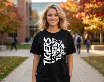Tiger Mascot PNG, Distressed Varsity Sports Graphic, Football Team PNG, School Spirit Design