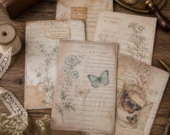 Boho Junk Journal Printable Pages, Vintage Collage With Botanical Ephemera