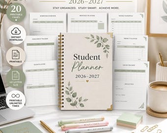 2026-2027 Student Planner PDF, Academic Planner, School Organizer, Study & Assignment Tracker