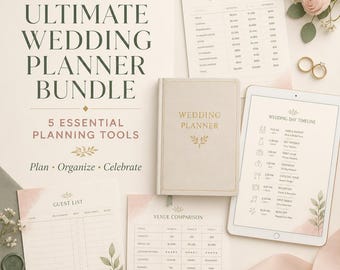Ultimate Wedding Planner Bundle, Printable Wedding Planning Binder, Budget & Guest List Templates