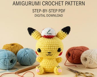 Pikachu Crochet Pattern PDF, Amigurumi Plush Toy, Pokemon Inspired Crochet Tutorial, Digital Download
