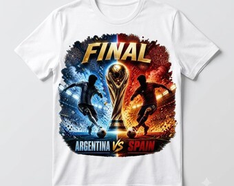 Football Trophy PNG, Argentina Spain Final Soccer Sublimation Design