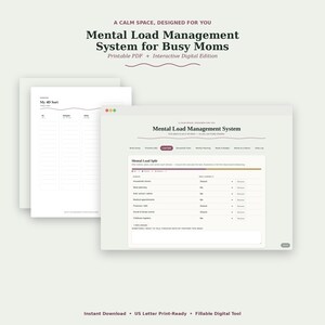 ママのためのメンタルロードプランナー、インタラクティブなデジタルワークブック、ブレインダンプ印刷可能PDF、ストレス過多のママのためのセルフケアプランナー、即時ダウンロード