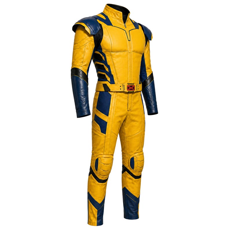 leather cosplay suit
superhero outfit
comic con costume
mens cosplay set
halloween cosplay
mutant hero costume
Wolverine costume
Wolverine cosplay
Logan costume
Deadpool 3 cosplay
Yellow blue suit
Comic Con outfit
gift for Halloween