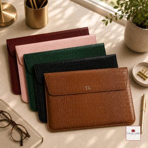 Personalized Leather Laptop Bag Crocodile Embosses Leather MacBook Air Laptop Covers Custom Laptop Sleeve Gift Monogrammed Personalized