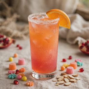 Pixie Stick Drink Rezept (PDF), Mandel-Orangen-Granatapfel-Mocktail, Partygetränk, Sofort-Download