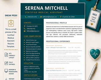 Certified Medical Assistant Resume Template | CMA Cover Letter (Digital Download)