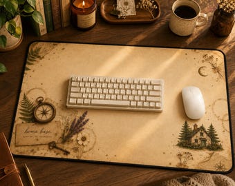 Home Base Desk Mat | Finding My Way Home. Note No. 01 | Cottagecore Mouse Pad | Vintage Botanical Workspace Decor | Soft Places Press
