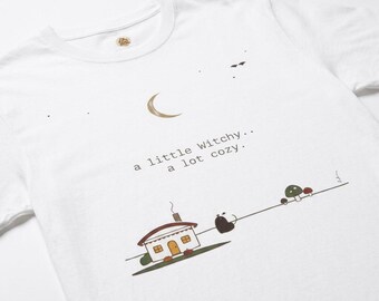 A Little Witchy, A Lot Cozy Shirt | Cozy Halloween Tee | Cottagecore Fall Shirt | Witchy Autumn Graphic Tee | Book Lover Gift