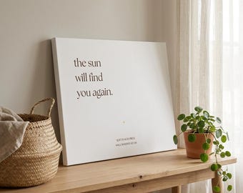 The Sun Will Find You Again Canvas Wall Art | Minimalist Wall Decor | Japandi Cottage Wall Art | Wall Whisper No. 04 | Soft Places Press