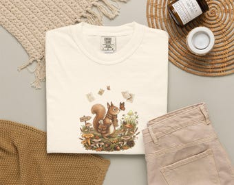 Scenic Route, Wandering Squirrel | Cozy Cottagecore Graphic Tee | Nature Lover Gift | Little Woodland Stories No. 04 | Soft Places Press