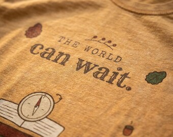 The World Can Wait Vintage Mineral Wash T-Shirt | Cozy Cottagecore Graphic Tee | Book Lover Gift | Slow Living Shirt | Soft Places Press