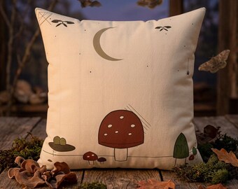 Mushroom Night Sky Decorative Throw Pillow
