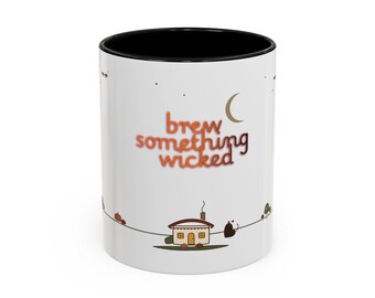 Brew Something Wicked Mug | Cozy Halloween Coffee Mug | Cottagecore Witch Mug | Fall Coffee Cup | Autumn Kitchen Decor