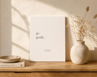 Go Gently Canvas Wall Art | Minimalist Neutral Wall Decor | Japandi Cottage Wall Art | Wall Whisper No. 01 | Soft Places Press