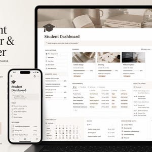 Notion Student Planner | Academic Dashboard, Assignment Tracker, Study Organizer (Digital)