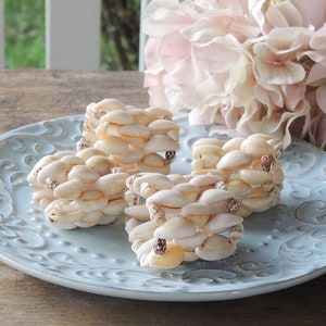Tiny Seashells Napkin Rings Set of 4 Beach Cottage Chic Weddings Home and Living
