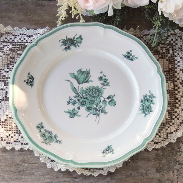 Rosenthal Continental Green Bouquet Dinner Plate Listing is for ONE Dinner Plate Only Chippendale Selb Plossberg Made in Germany Green Trim