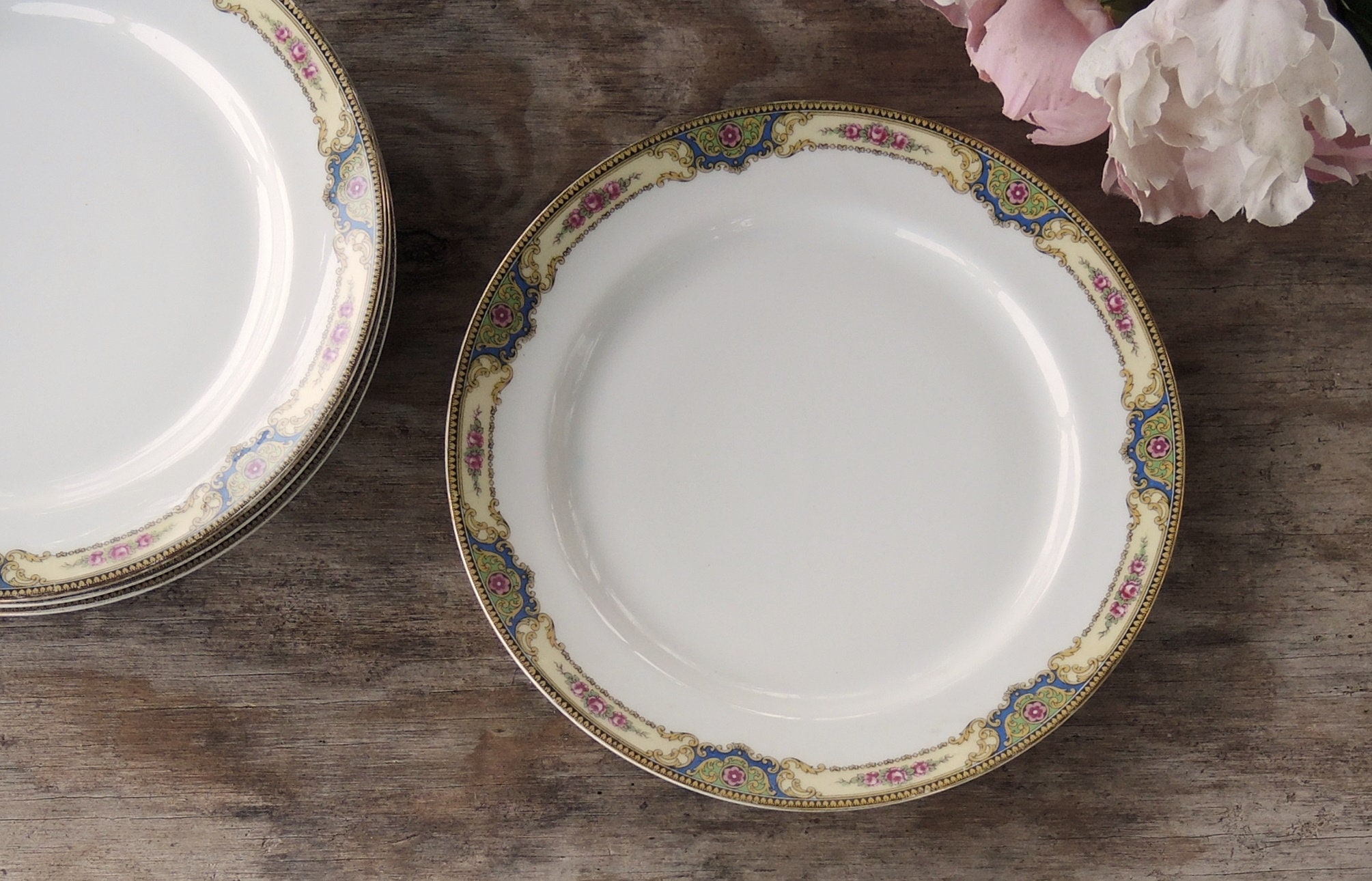 Antique Elite Limoges Salad Plates Set Of 4 Pink Floral Plates Etsy